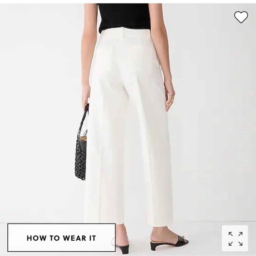 NWT J. Crew Sydney Wide-Leg High-Rise White Dress Pants With Bi-Flex Stretch, 4. - Picture 5 of 12